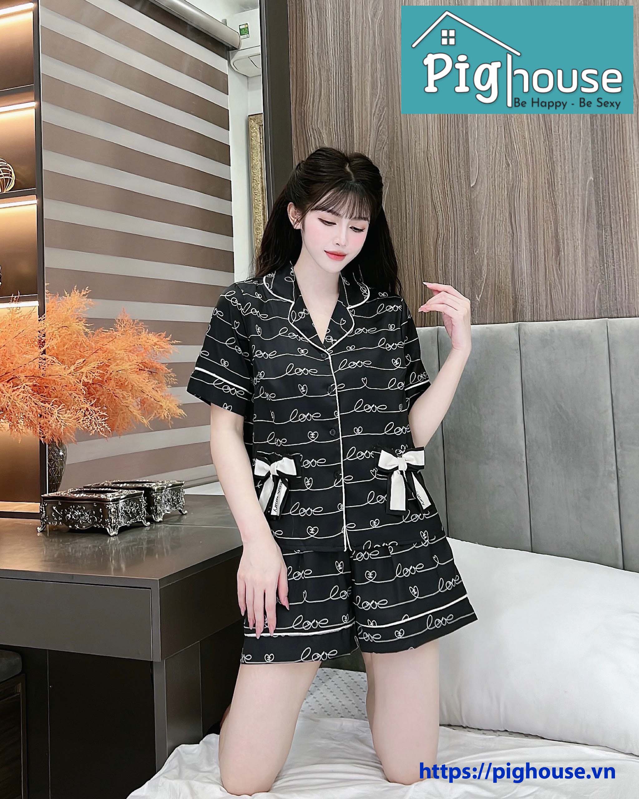 Bộ đùi cộc Đen chữ Love - Hình ảnh 2