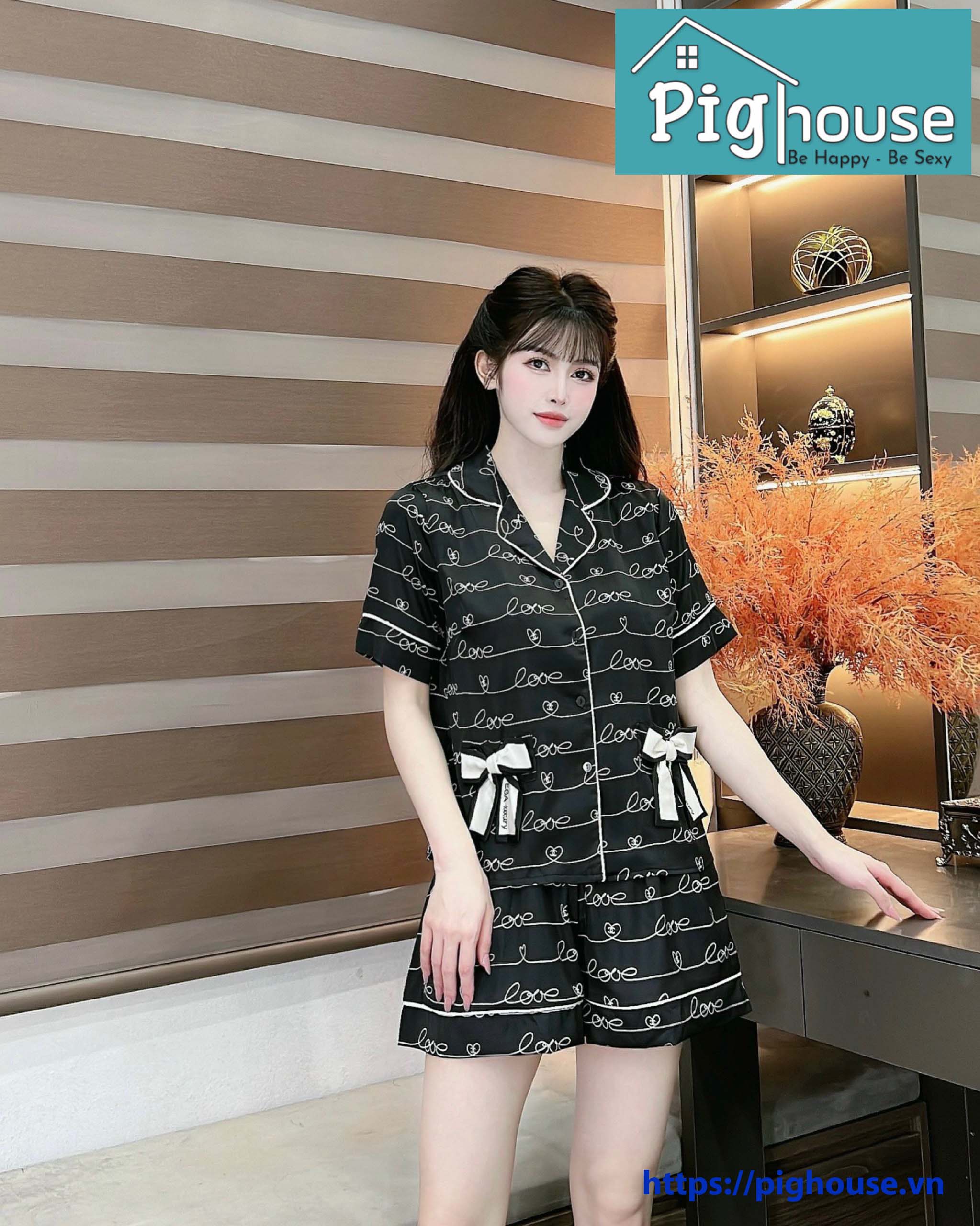 Bộ đùi cộc Đen chữ Love - Hình ảnh 3