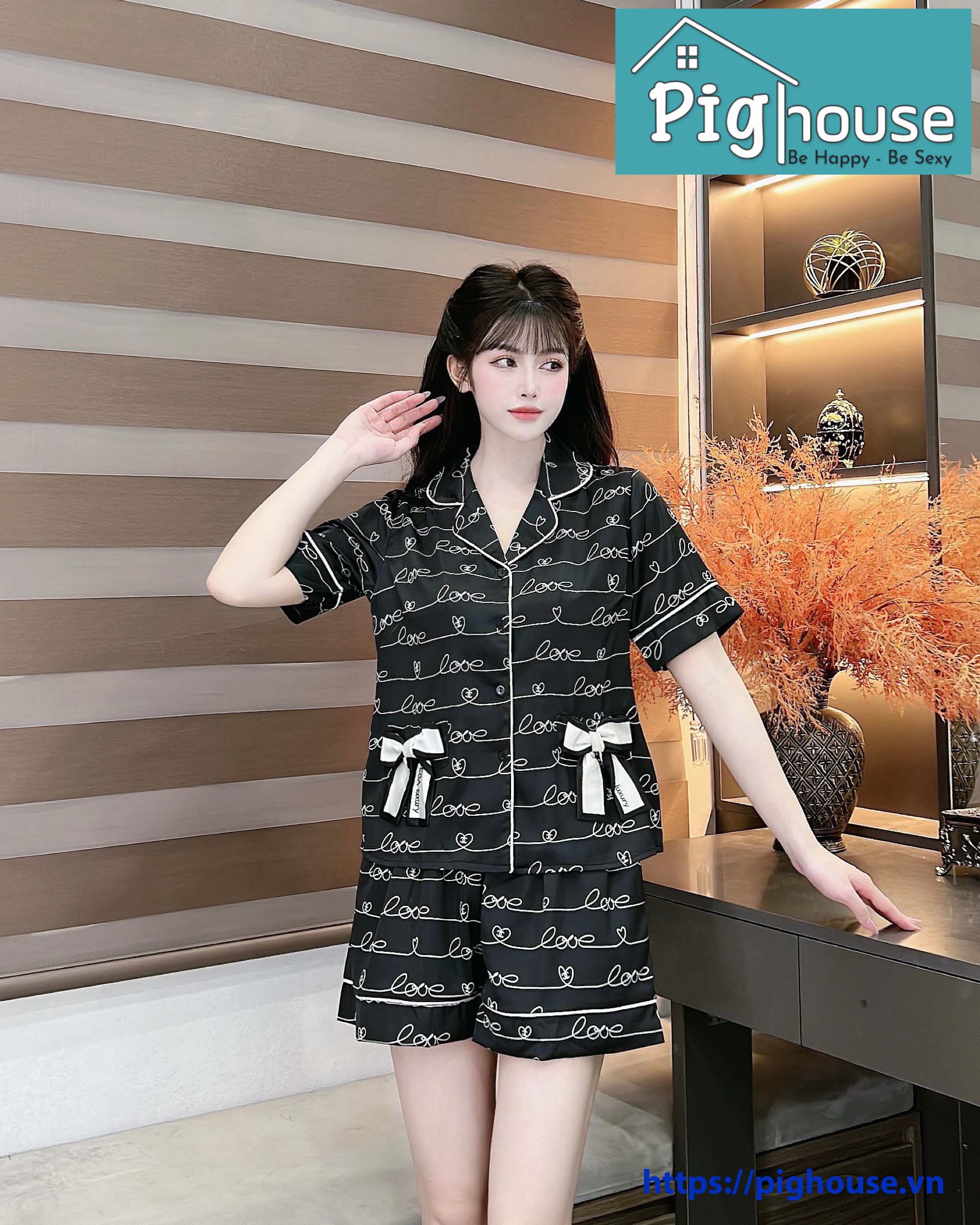 Bộ đùi cộc Đen chữ Love - Hình ảnh 4