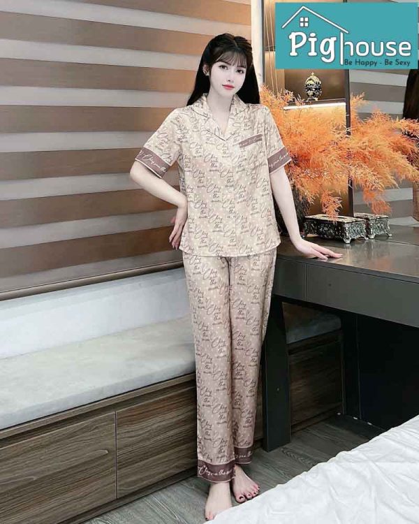 Bộ dài cộc the mum màu be