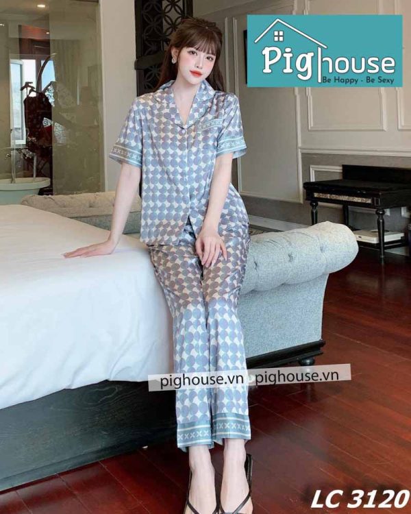 Bộ dài cộc trăng khuyết màu xanh