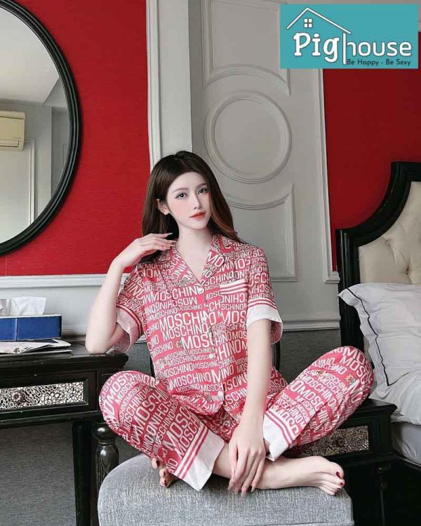 Bộ dài cộc moschino màu đỏ