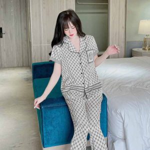 Bộ dài cộc Pijama chữ GG caro