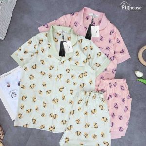 Bộ Pijama đùi in hình cánh hoa