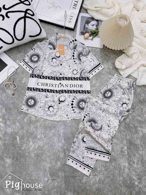 Bộ pijama dài chữ Dior choco