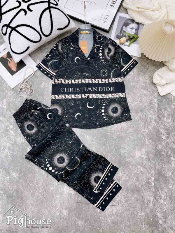 Bộ pijama dài chữ Dior choco