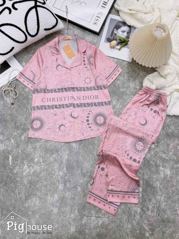 Bộ pijama dài chữ Dior choco