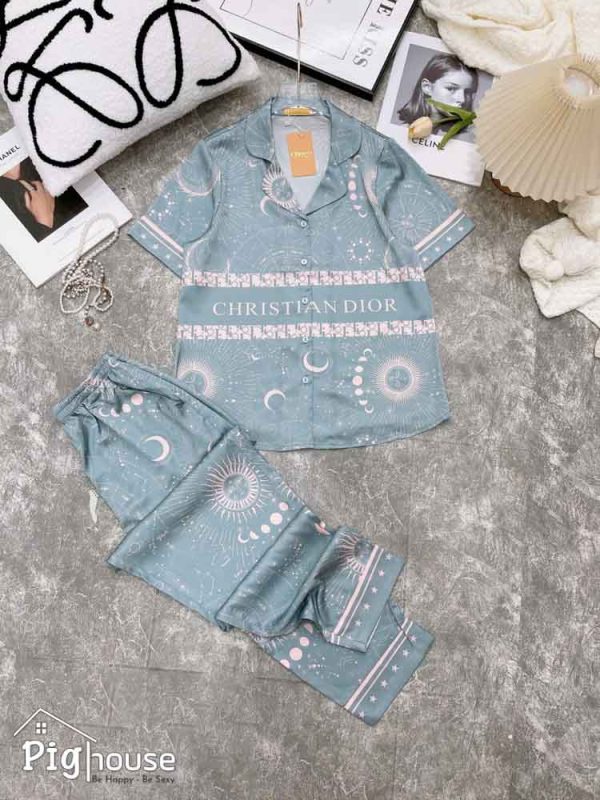 Bộ pijama dài chữ Dior choco