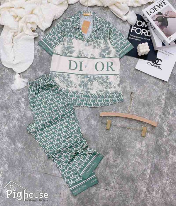 Bộ pijama dài chữ Dior choco