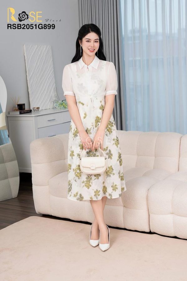 Đầm liền Rose Black RSB2051 lụa satin cao cấp