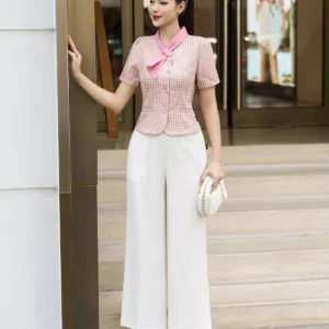 Áo Peplum Luperi Kẻ Hàn Công Sở