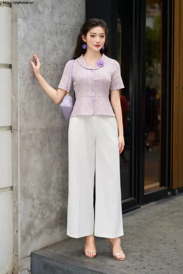 Áo Sơ Mi Kẻ Peplum LFSM1252