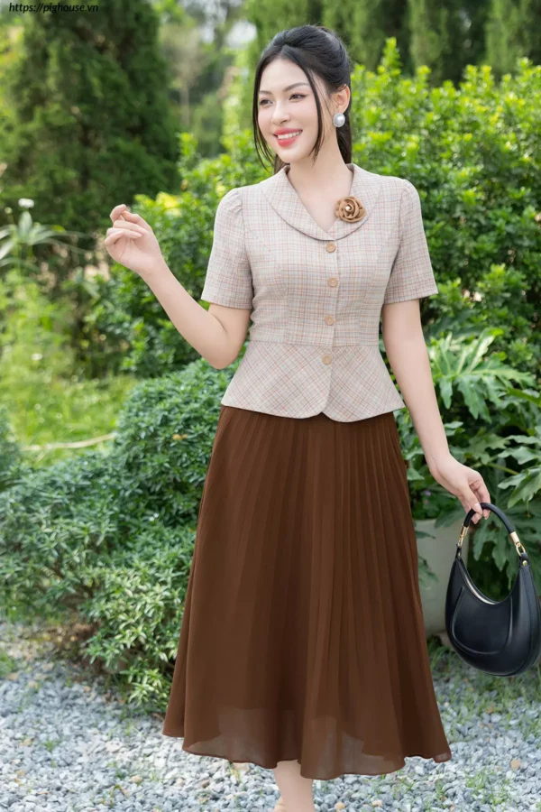 Áo Sơ Mi Kẻ Peplum LFSM1252