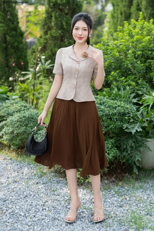 Áo Sơ Mi Kẻ Peplum LFSM1252