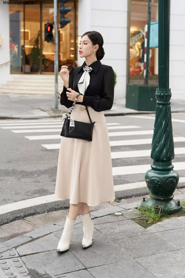 Áo Sơ Mi Lụa Hàn Cổ Đức Tay Voan Luperi