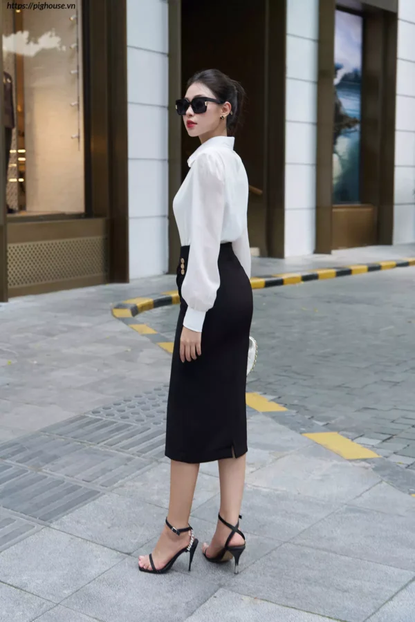 Áo Sơ Mi Lụa Hàn Cổ Đức Tay Voan Luperi