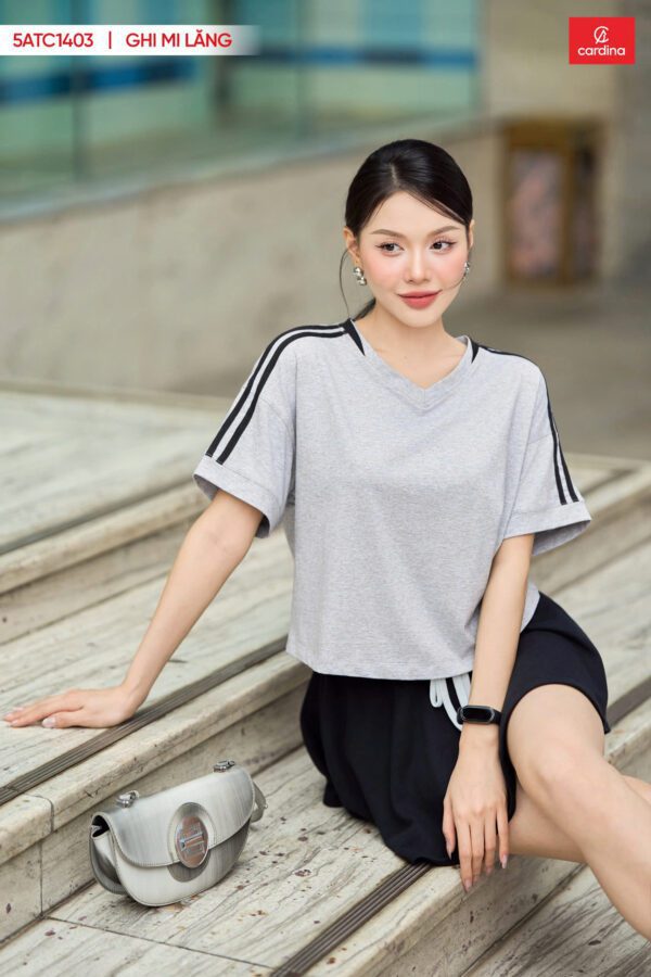 áo thun croptop cổ tim cotton mát lịm