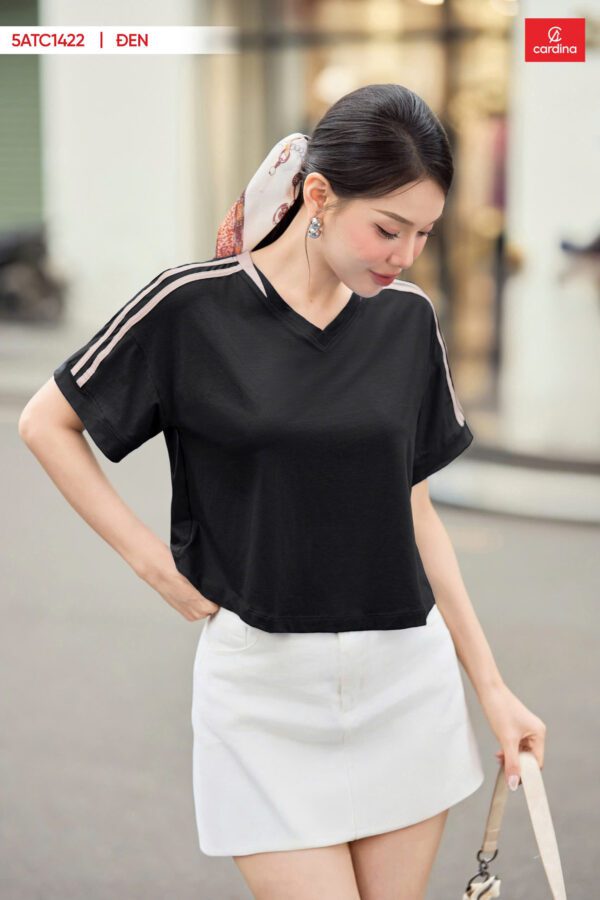 áo thun croptop cổ tim cotton mát lịm