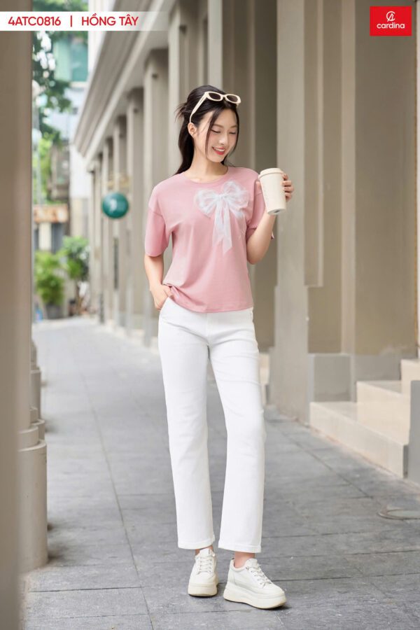 Áo phông cotton nơ xinh xắn