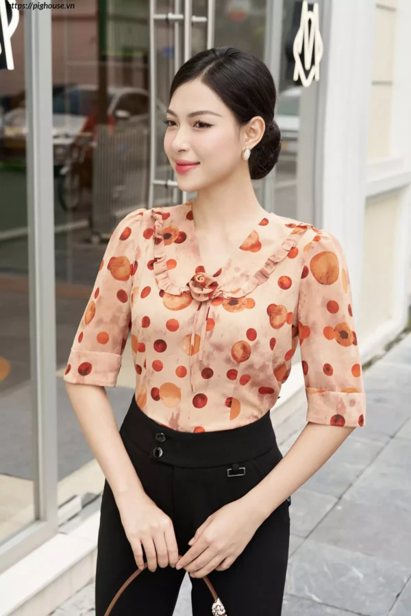 áo sơ mi LUPERI cổ bẻ hoa tinh tế