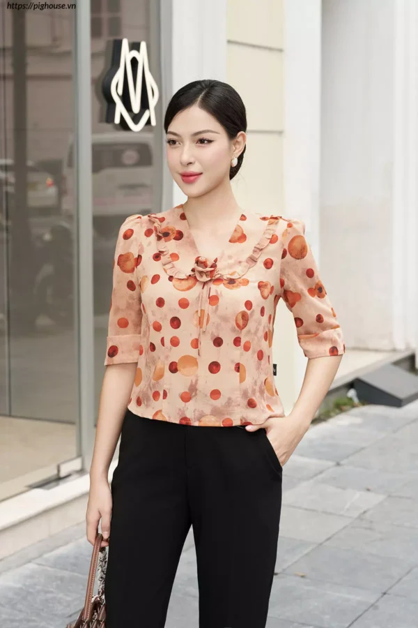 áo sơ mi LUPERI cổ bẻ hoa tinh tế
