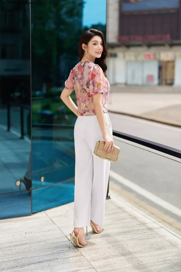 áo sơ mi lụa nhật tay bồng công sở