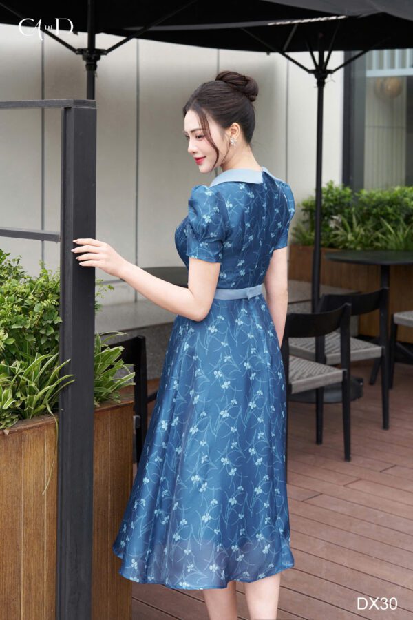 Váy Xòe Tơ Óng In Hoa Mềm Mại