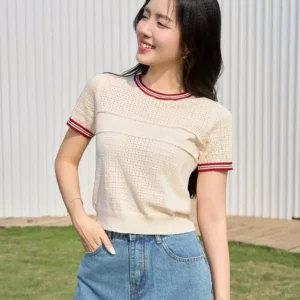 Ao Cotton Coc Tay Nu Cardina Bo Gau Tay