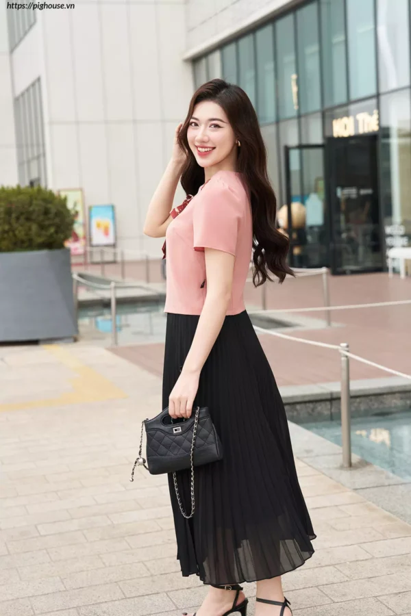 Áo Ký Giả LF5KG06 Nơ Cổ Sang Trọng