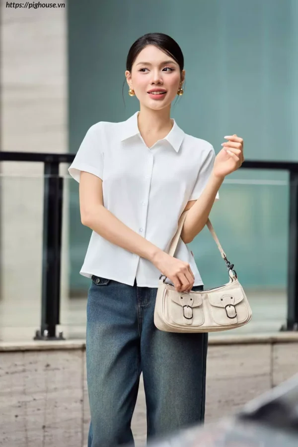 áo sơ mi lụa tuyết cổ đức cardina