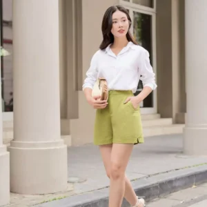 Quần Short Linen Cardina Cạp Cao