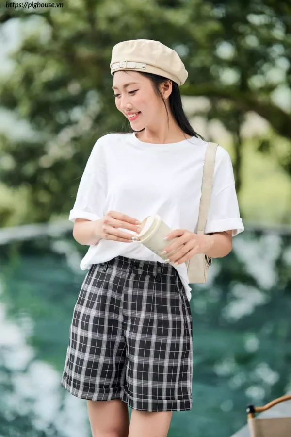 Quần Sooc Tuýt Si Kẻ Caro Cardina