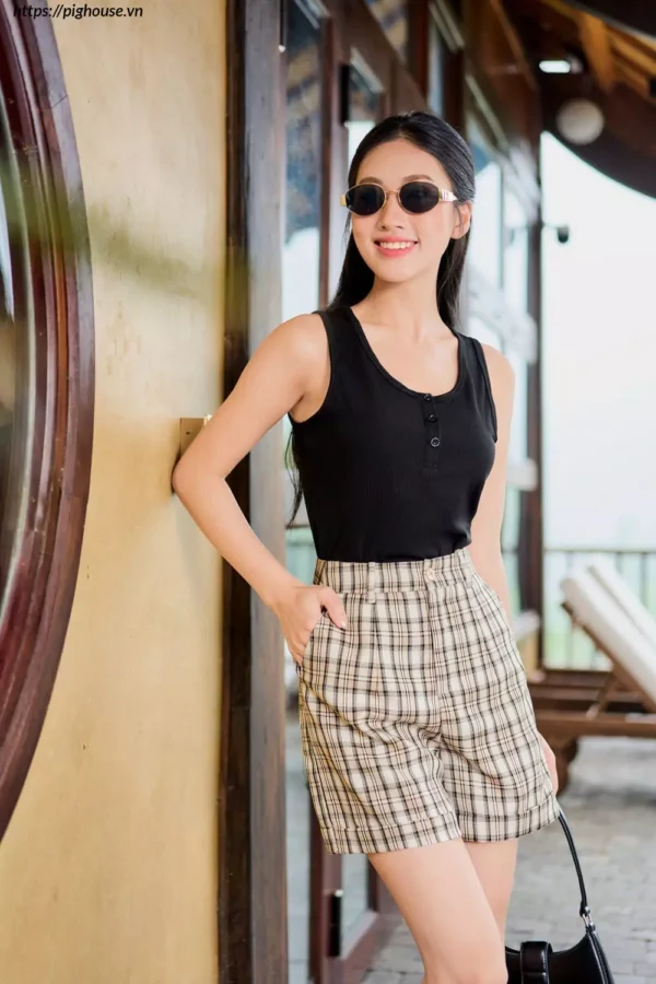 Quần Sooc Tuýt Si Kẻ Caro Cardina