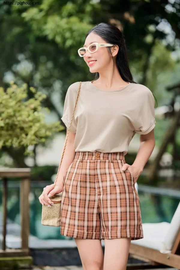 Quần Sooc Tuýt Si Kẻ Caro Cardina