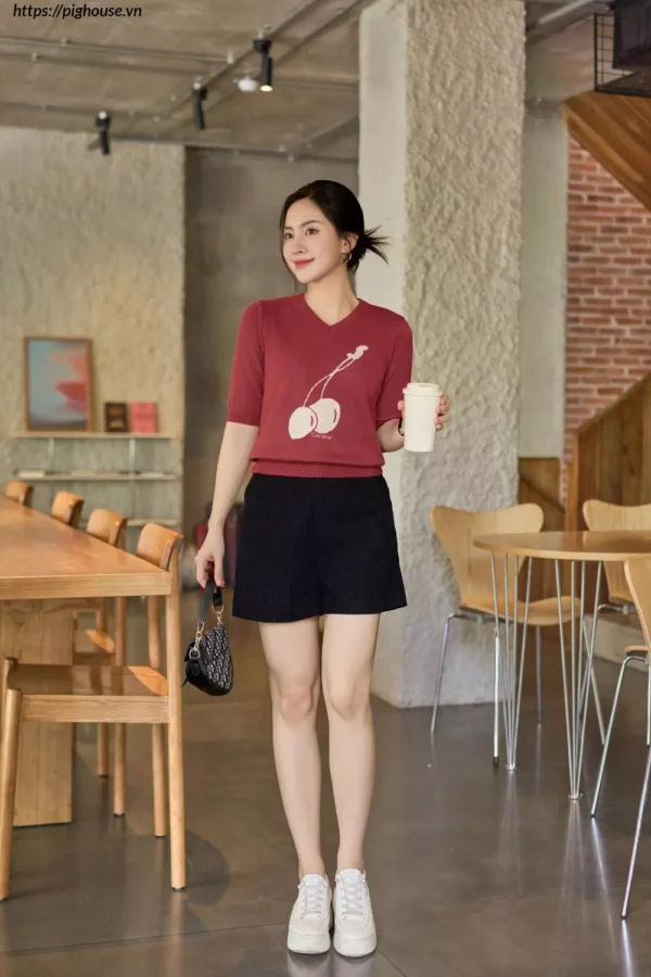 Quần Đùi Nhung Tăm Cạp Cao Tôn Dáng