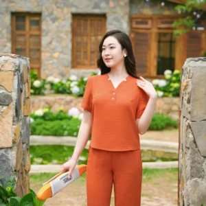 Bộ đồ mặc nhà đũi vân mây