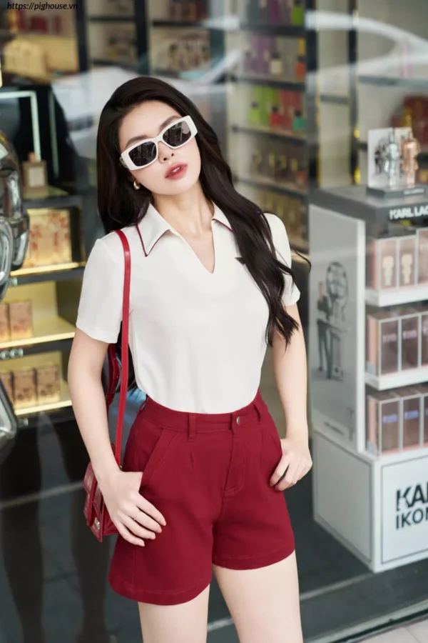 Áo Polo Cotton Lạnh Luperi Phối Lé Cổ Bo Gấu