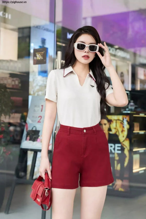 Áo Polo Cotton Lạnh Luperi Phối Lé Cổ Bo Gấu