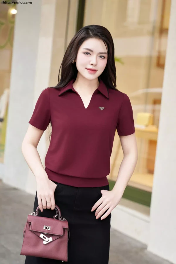 Áo Polo Cotton Lạnh Luperi Phối Lé Cổ Bo Gấu