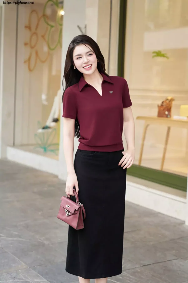 Áo Polo Cotton Lạnh Luperi Phối Lé Cổ Bo Gấu