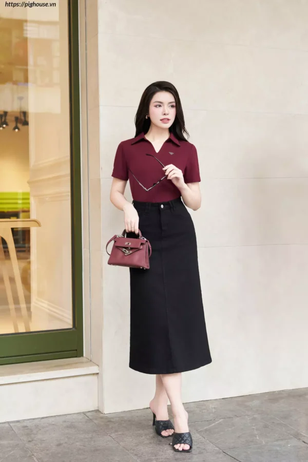 Áo Polo Cotton Lạnh Luperi Phối Lé Cổ Bo Gấu